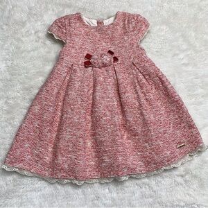 Pili Carrera Baby's Tweed Red Dress Size 18 Months Made in Spain